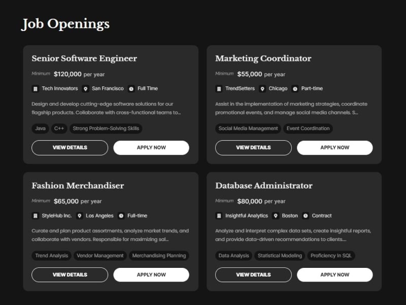Job Listing with Customized Background